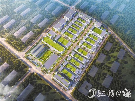 位于鶴城鎮(zhèn)的澳灣奎地電子科技產(chǎn)業(yè)園項目，是鶴山市單體最大的園林式“工改工”項目。圖為項目效果圖。