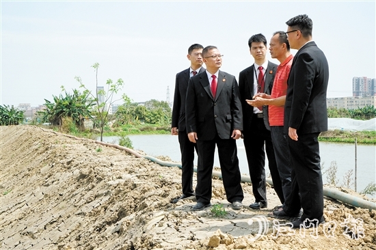 執(zhí)行法官在田間地頭向當事人了解案情。