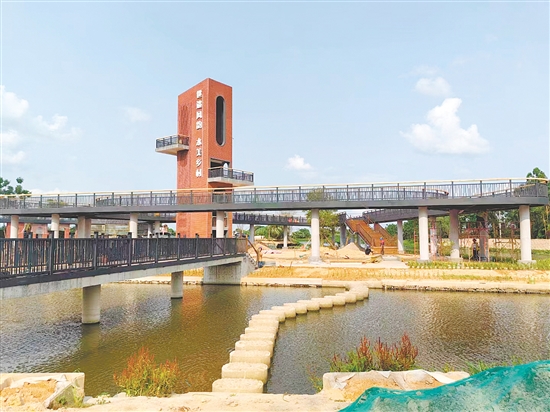 開平市以入選全國水系連通及水美鄉(xiāng)村建設縣為契機，完善水經(jīng)濟場景建設。圖為水美鄉(xiāng)村（塘口舊圩節(jié)點）項目。