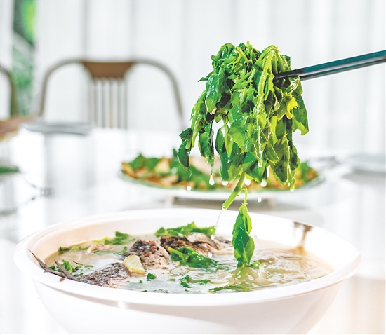 簕菜鯽魚湯鮮甜美味。