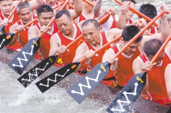 在2025年江海區(qū)禮樂龍舟活動(dòng)中，健兒們展現(xiàn)出“團(tuán)結(jié)拼搏、奮勇爭(zhēng)先”的精神。周華東