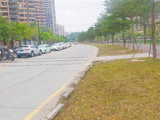 改造前的桂香路為雙向單車道，混凝土路面開裂明顯，路緣石破損嚴(yán)重。