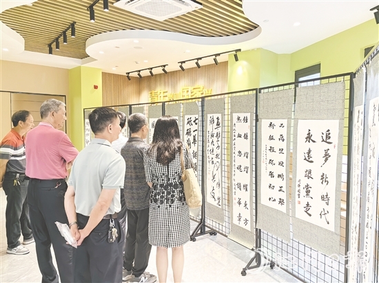 群眾在恩平市黨群服務(wù)中心參觀展覽。
