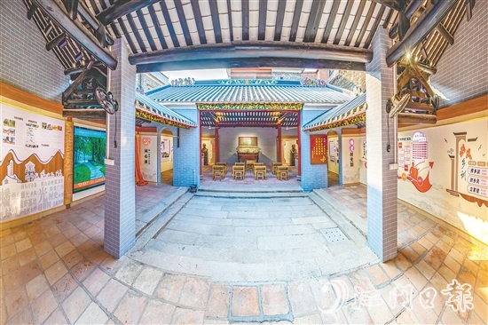 鶴山把村史館建設(shè)作為留住鄉(xiāng)愁、激活文脈的“龍頭工程”。圖為桃源鎮(zhèn)蟠光村史館（雪操公祠）。